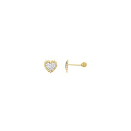 Broquel corazón pavé 14K