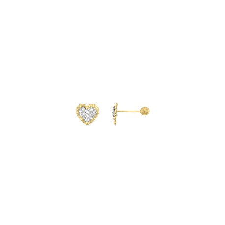 Broquel corazón pavé 14K
