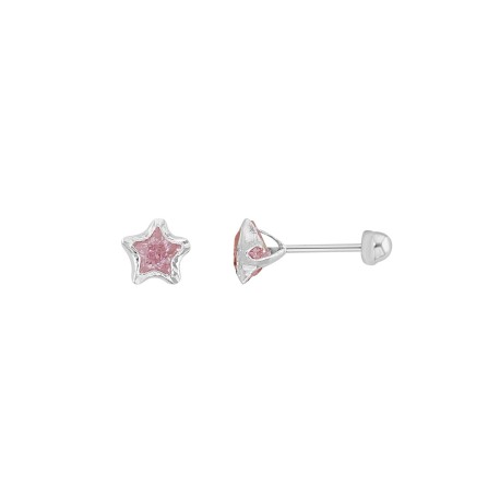 Broquel estrella rosa plata .925