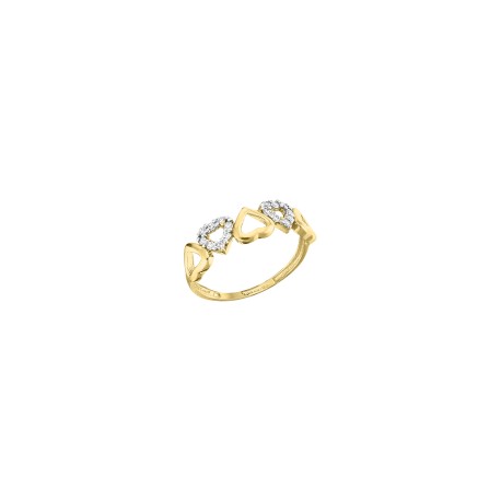 Anillo Oro 10K corazones