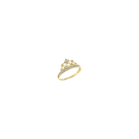 Anillo Oro 10K corona de corazones