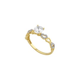 Anillo solitario corazones Oro 10K