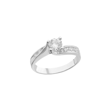 Anillo solitario cruzado en Plata .925