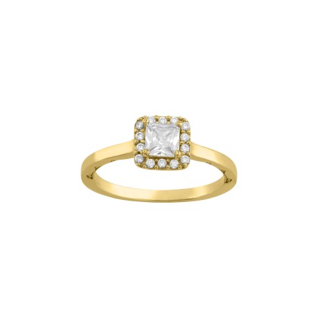 Anillo solitario cuadrado 14K