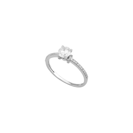 Anillo solitario Oro blanco 10K media churumb