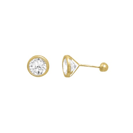 Broquel bisel zirconia blanca 14K