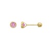 Broquel bisel zirconia rosa 14K