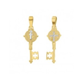 Llave San Benito doble vista Oro 14K