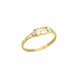 Anillo para XV años zirconias 14K