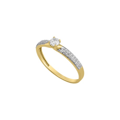 Anillo solitario bicolor 14K