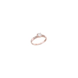 Anillo solitario Oro rosa 10K doble churum