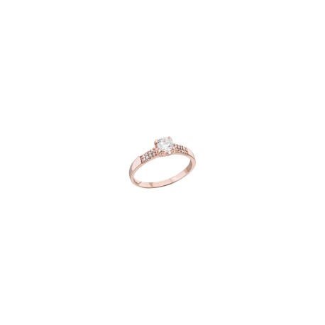 Anillo solitario Oro rosa 10K doble churum