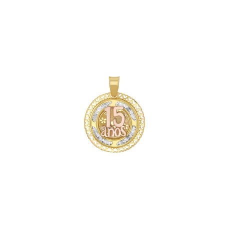 Dije XV años redondo Oro 10K