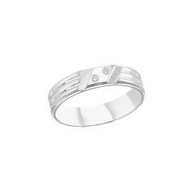 Argolla con zirconias confort plata 925,Anillo media churumbela plata .925